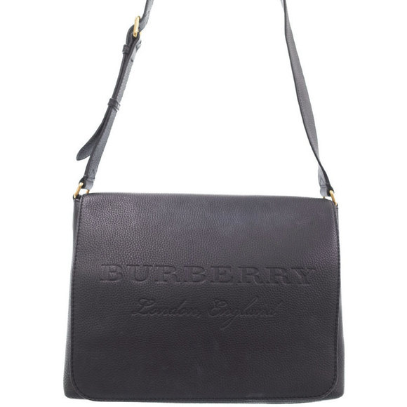 Burberry Logo Messenger Shoulder Bag Leather Black - Picture 1 of 8